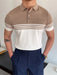 Summer Men Fashion Polo Shirts Short Sleeve Turn-Down Collar Patchwork Casual Polos Mens Clothing Male Tops Pullover Streetwear