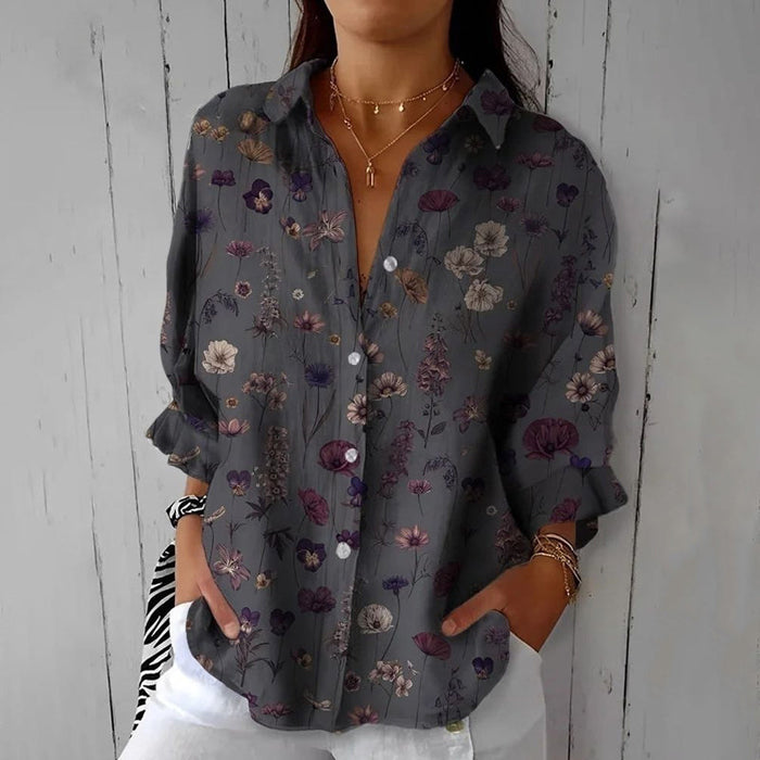 Vintage-Blouse Met Bloemenprint