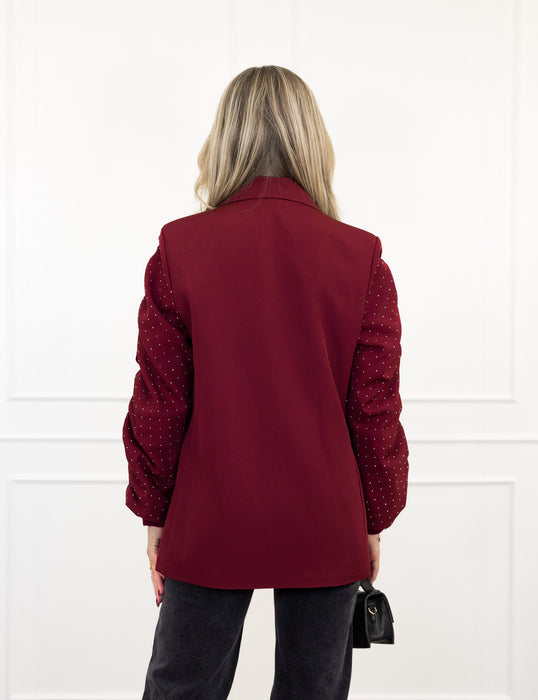 Kayla™ - Bordeaux Strass Blazer – Elegantie met een Glinstering