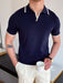 Summer Men Fashion Polo Shirts Short Sleeve Turn-Down Collar Patchwork Casual Polos Mens Clothing Male Tops Pullover Streetwear